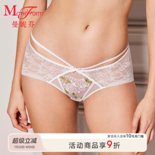 曼妮芬性感蕾丝中低腰三角裤 20640580 女士舒适内裤 纯棉内裆底裤