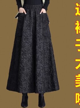 国风黑色阔腿裤女秋冬款显瘦裙裤