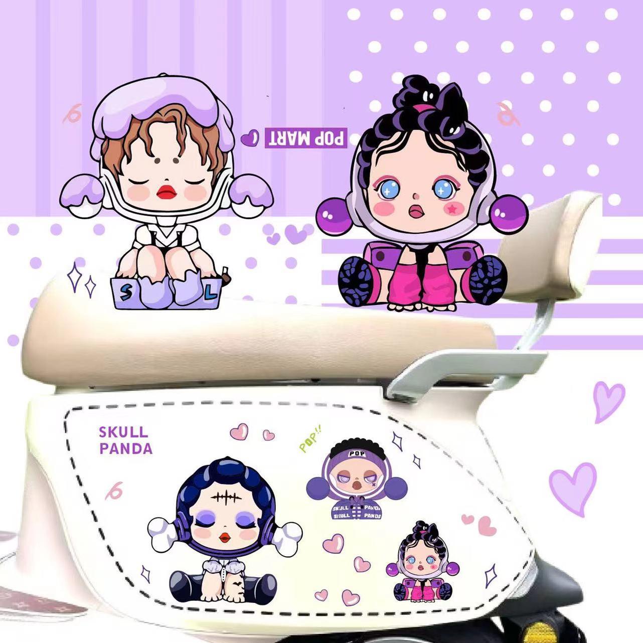骷髅熊猫贴纸泡泡玛特电动车贴
