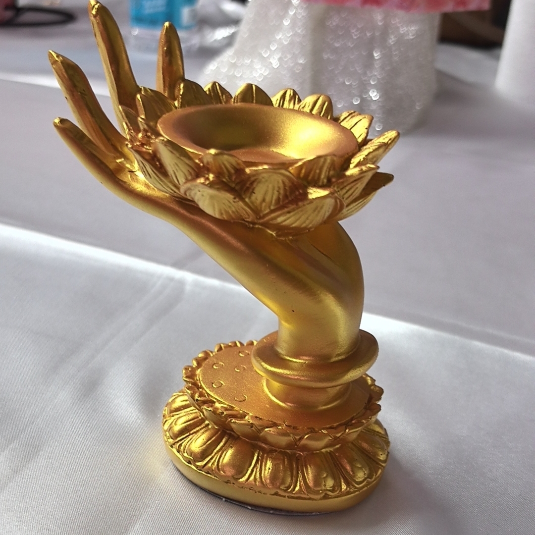 金色佛手莲花金苹果烛台摆件