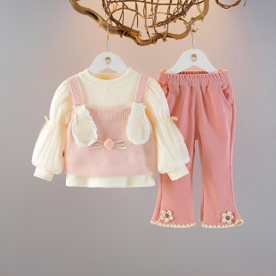 婴儿童装洋气女宝宝春装套装韩版小女孩春秋天衣服女童时髦三件套