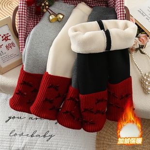 女童冬季加绒打底裤女宝过冬长裤加厚一体绒裤小女孩冬天堆堆裤子