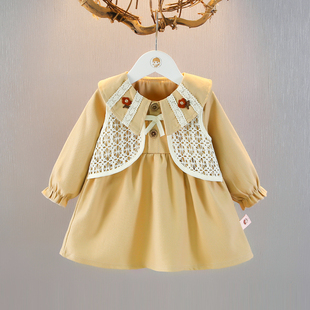 婴儿洋气公主裙秋季时髦女宝宝连衣裙韩版小女孩上衣女童秋天裙子