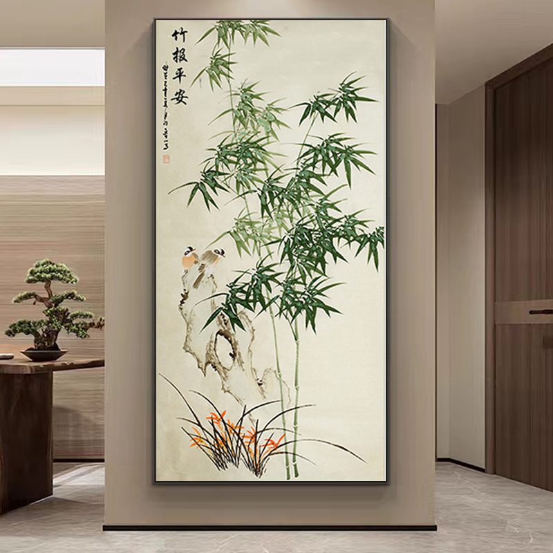 新品竹报平安玄关钻石画