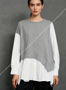 2026春装新款长袖假2件套大码女装T恤145斤以内合适