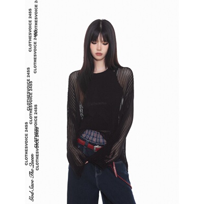 朋克镂空刺绣星星针织罩衫