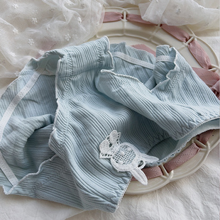 日系纯棉内裤女夏季薄款全棉中腰学生款简约透气少女蕾丝兔兔DK59