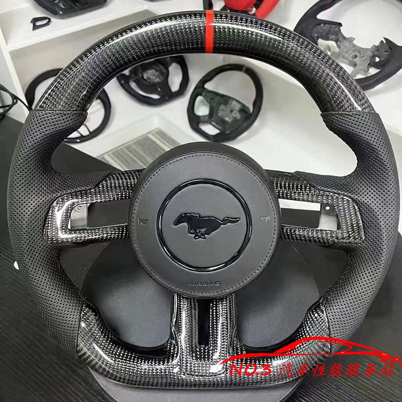 thumbnail for Suitable for Ford Mustang 2.3T modified forged carbon fiber steering wheel LED competitive F1 aircraft disc snake cover