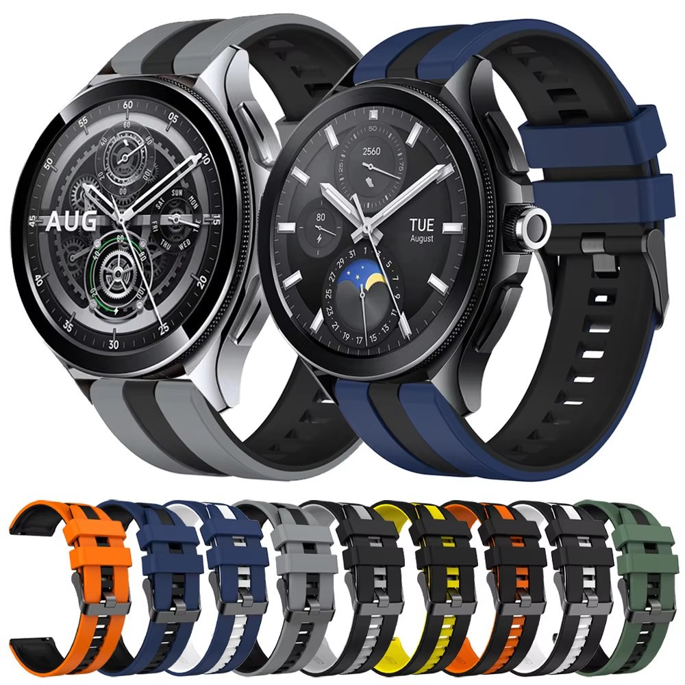 适用华为watch4/GT3/2pro/Buds双色竖纹硅胶手表带荣耀Magic/GS