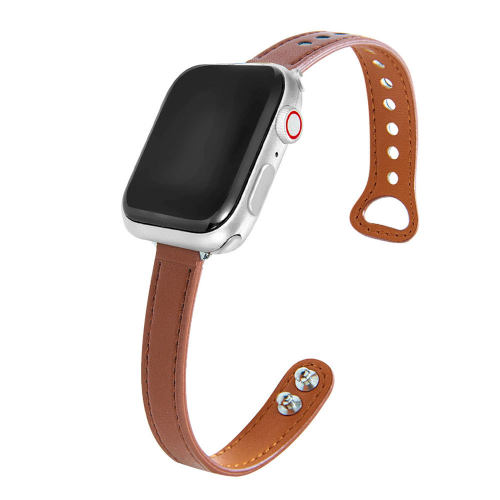 适用苹果AppleWatch8双钉扣真皮