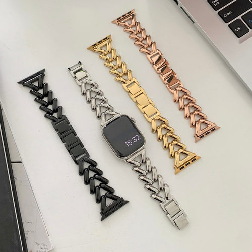 适用苹果iWatch8八字形不锈钢表