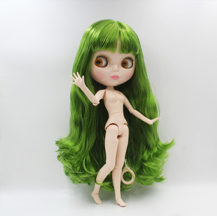 Blythe小布娃娃墨绿中分刘海长卷发19关节塑料娃娃女孩玩具送手组