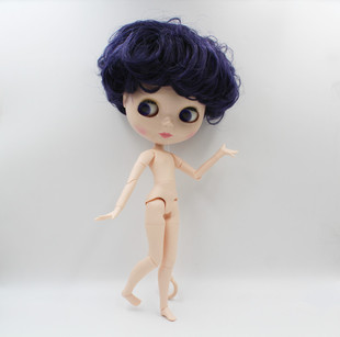 Blythe小布娃娃深蓝色短发男孩19关节塑料娃娃适合化妆改娃送手组