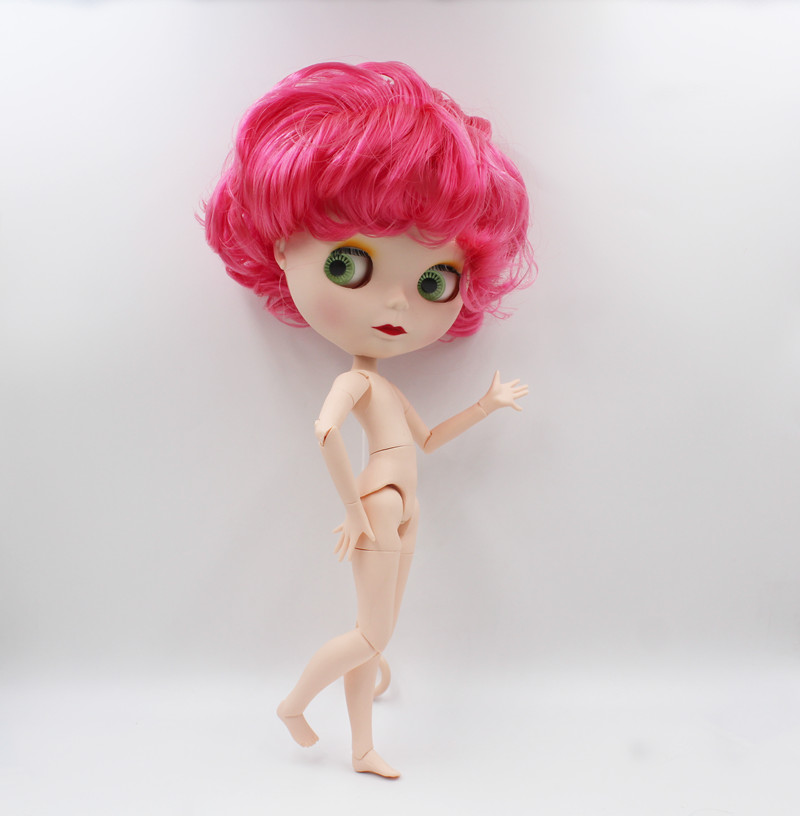 blygirl小布碧娃桃红短发男孩磨砂脸19关节塑料洋娃娃玩具送支架