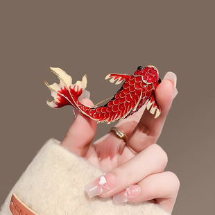 红色鲤鱼胸针高档女寓意好运别针气质胸花 一折专区 品牌撤柜