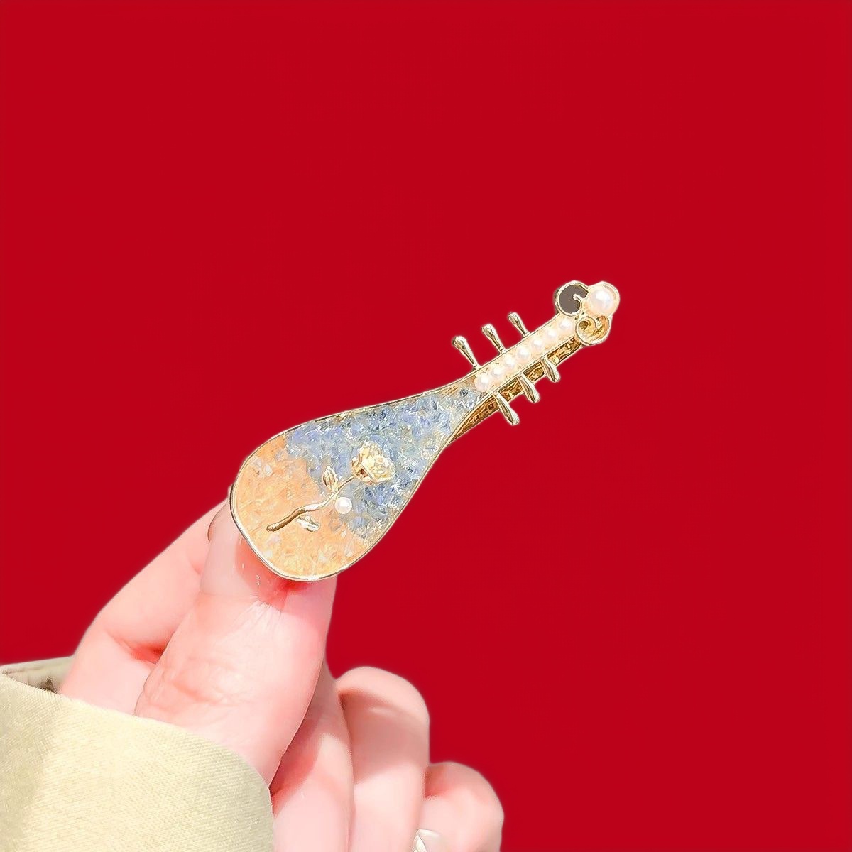 丨一折专区丨品牌撤柜丨新中式发夹女玫瑰琵琶侧边夹刘海夹古风