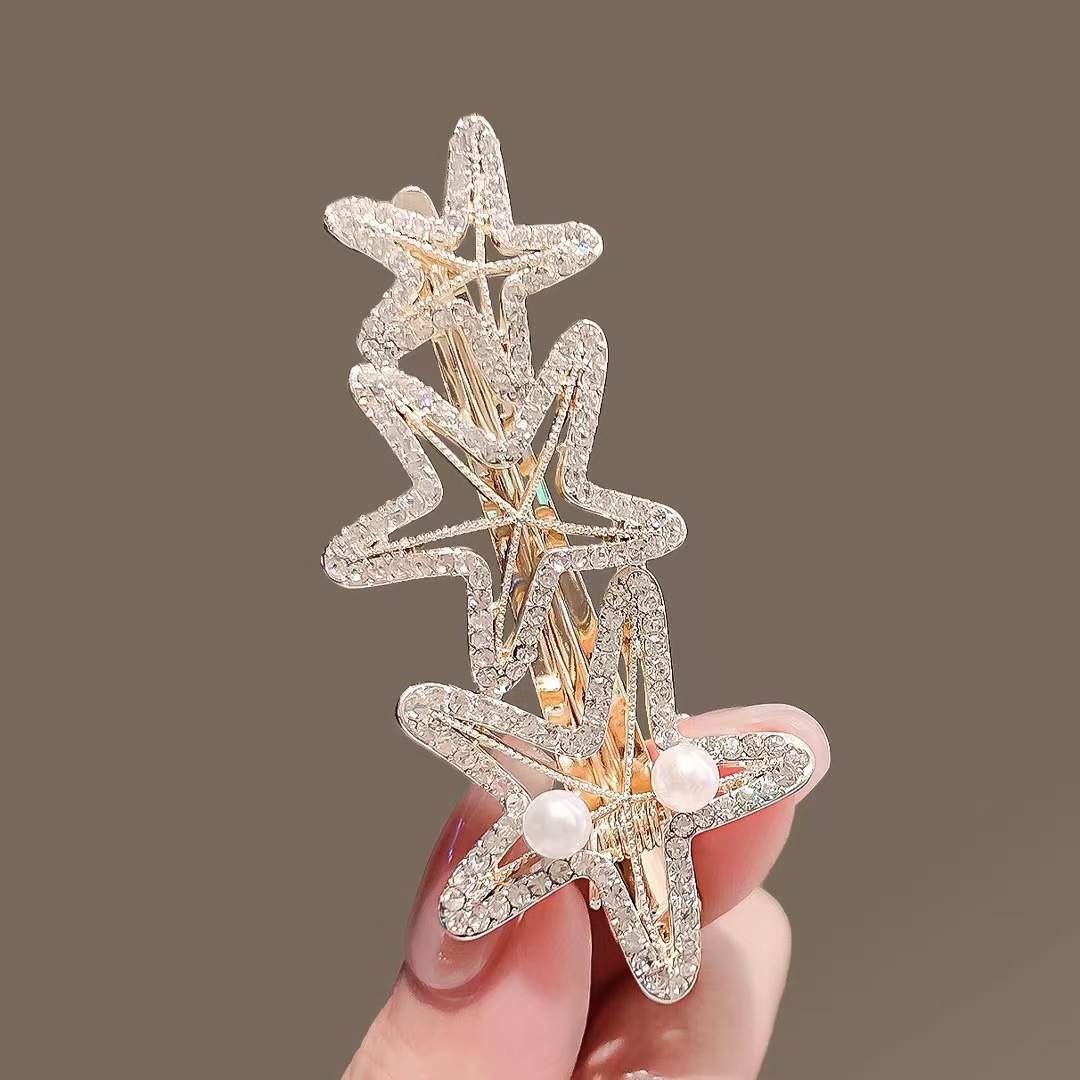 海星珍珠发夹女侧边夹