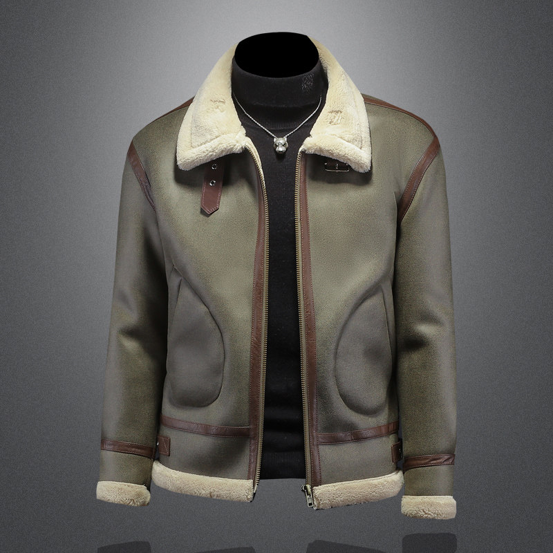 欧洲站皮毛一体夹克男冬季新款加绒加厚麂皮绒羊羔绒皮衣外套潮牌,男装,羽绒马甲,淘宝优惠券,粉丝福利购,淘宝优惠卷