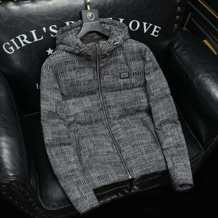 2025年冬季男士90%绒连帽羽绒服男刺绣轻奢风外套花色外穿拉链潮