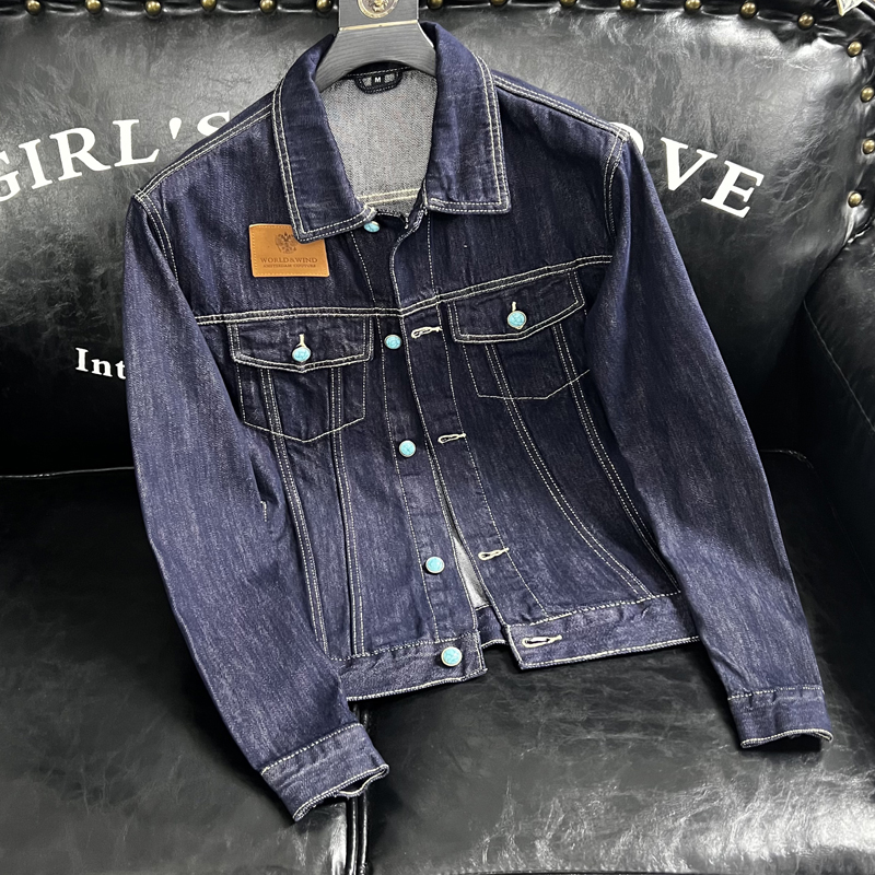 2025秋季牛仔外套痞帅夹克时尚潮流休闲男士新款扣子装饰牛仔衣男