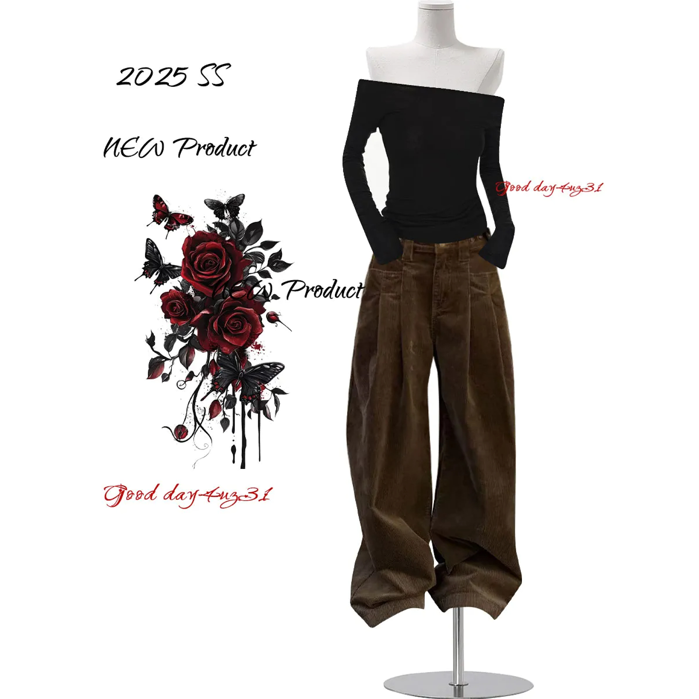 大码美式复古水洗褶皱牛仔裤