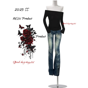 女秋季 复古做旧磨白设计微喇牛仔裤 新款 街头修身 大码 喇叭长裤 美式