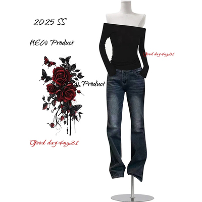 大码美式复古低腰牛仔裤