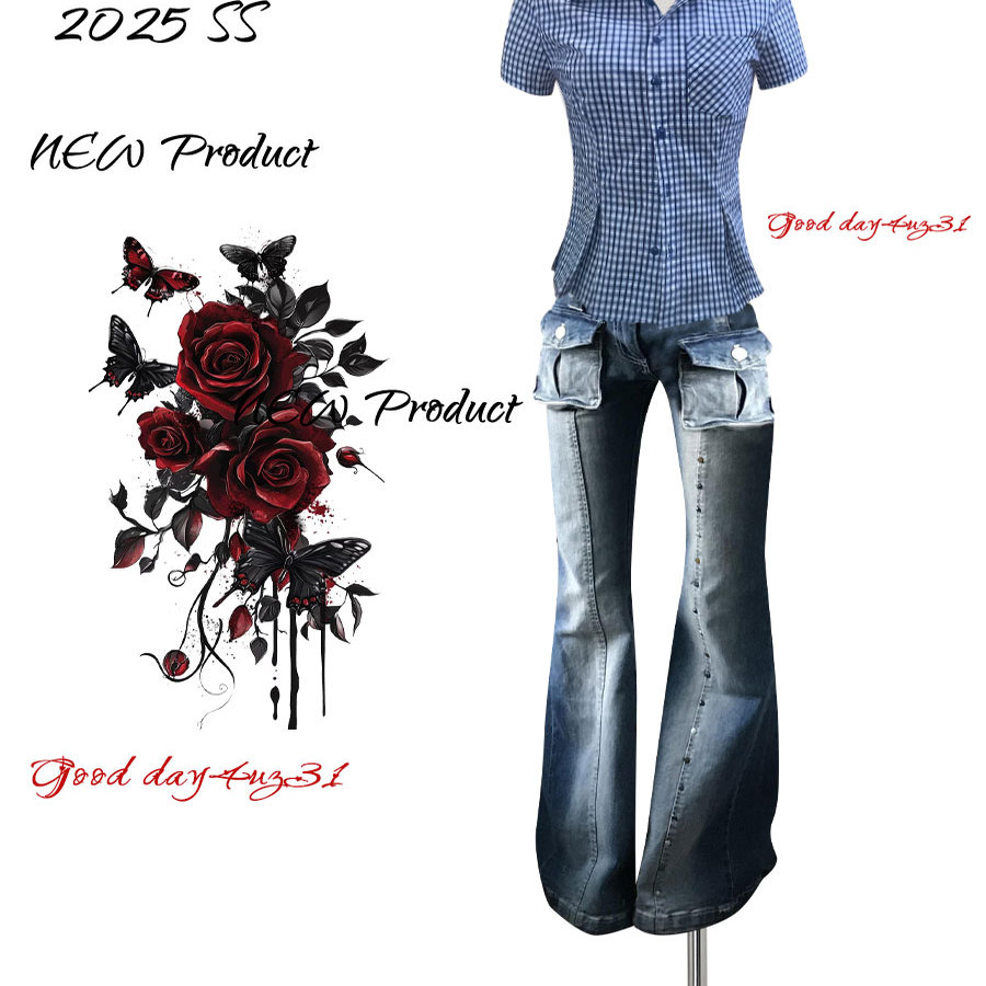 街头口袋微辣牛仔裤女2025新款