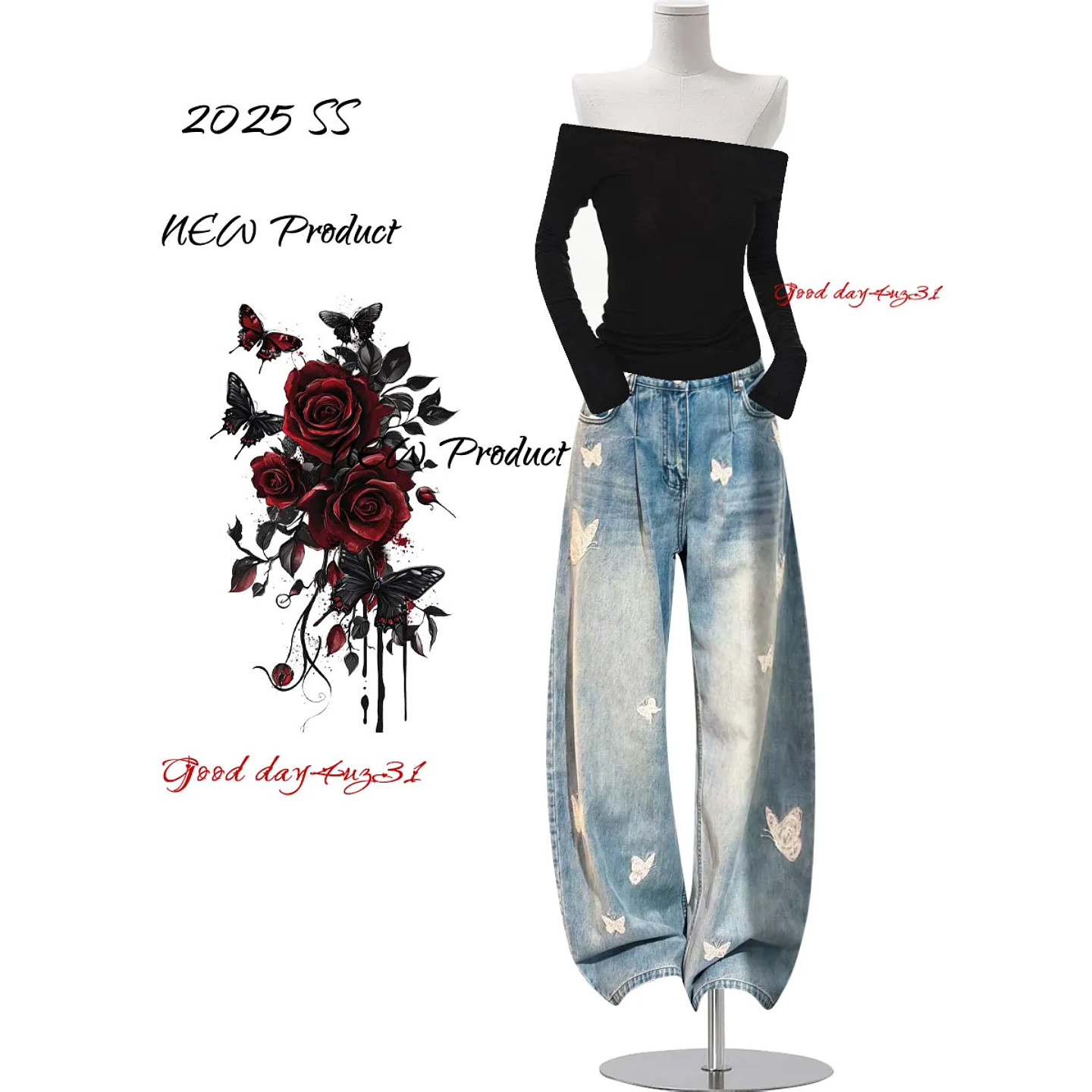 大码美式复古褶皱阔腿牛仔裤女春季新款绣花蝴蝶水洗宽松弯刀长裤,女装/女士精品,大码裤装,淘宝优惠券,粉丝福利购,淘宝优惠卷