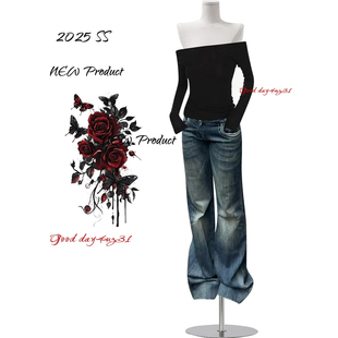 女秋季 复古水洗明线设计微喇牛仔裤 新款 街头低腰修身 大码 长裤 美式