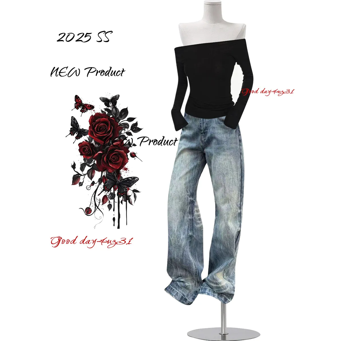 大码美式复古水洗磨白牛仔裤