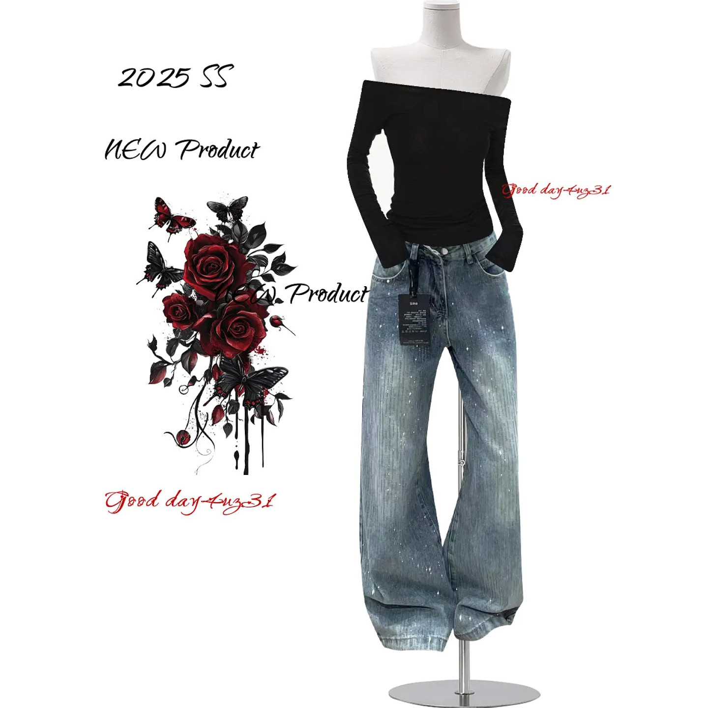 大码美式复古满天星烫钻牛仔裤女春季新款街头设计感显瘦阔腿长裤,女装/女士精品,大码裤装,淘宝优惠券,粉丝福利购,淘宝优惠卷