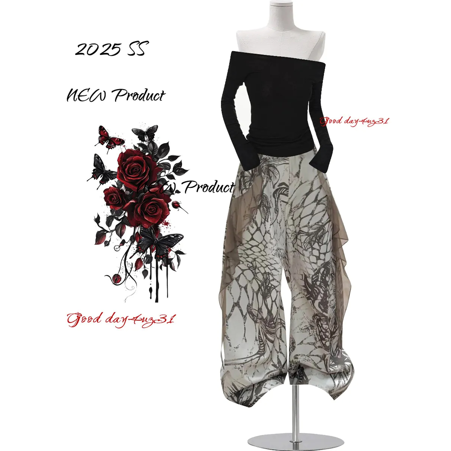 大码美式复古重工印花牛仔裤