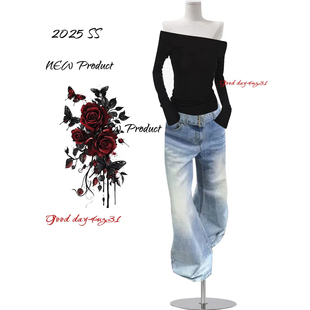 美式 街头显瘦高腰百搭阔腿裤 复古水洗阔腿牛仔裤 新款 女秋冬季 大码