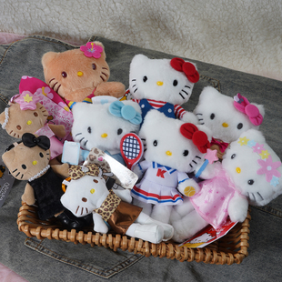 可爱网球kitty公仔挂件黑皮钥匙扣玩偶书包毛绒公仔长脚kt猫礼物