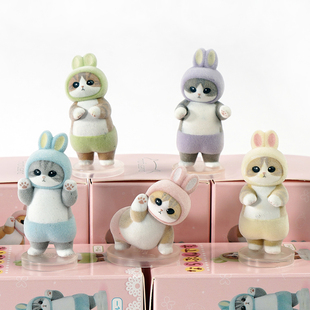 日系奇谭猫扭蛋猫福珊迪鲨鱼猫变装兔子植绒猫咪玩偶摆件盲盒玩具