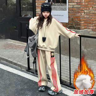 女童运动套装加绒加厚秋冬2026新款儿童卫衣两件套中大童洋气时髦