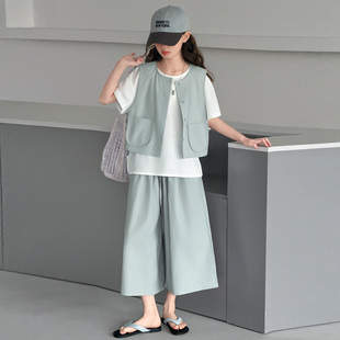 女童2026新款短袖三件套韩版中大儿童夏季休闲套装小女孩夏装时髦