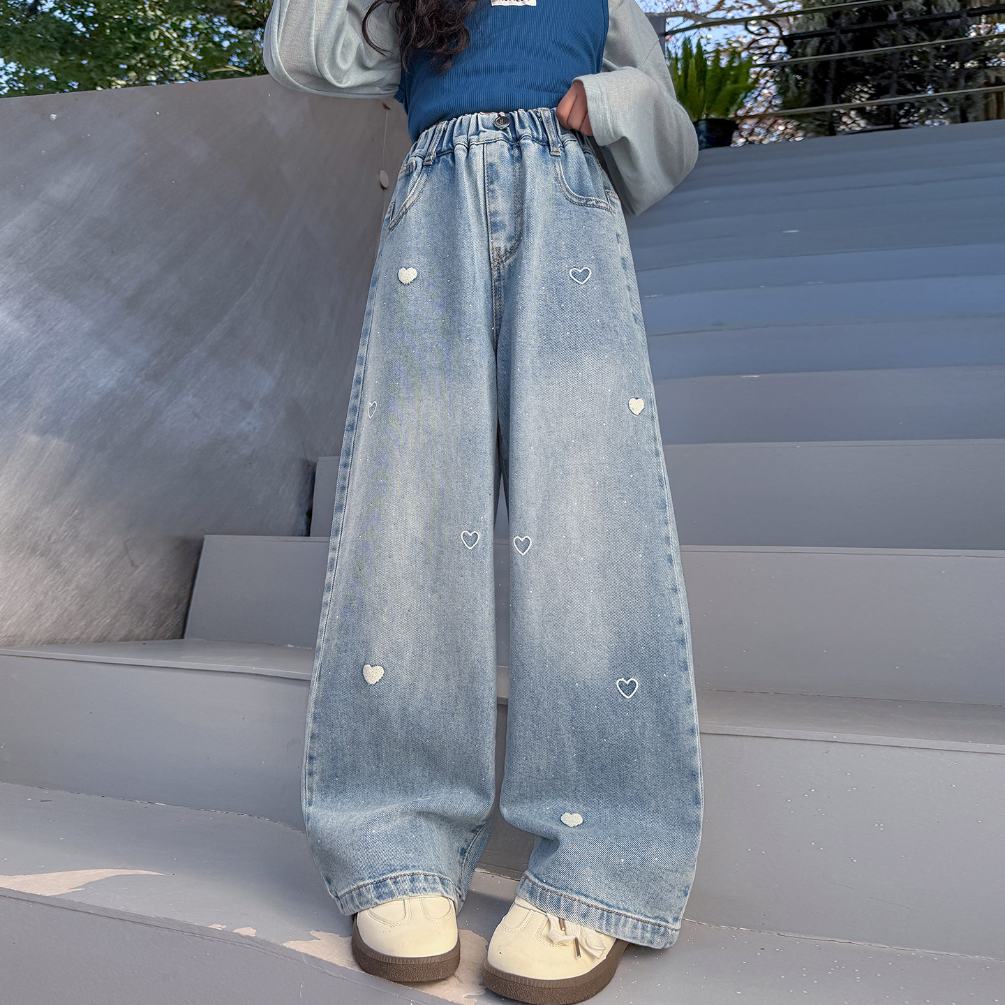 女童牛仔裤春秋款2026新款中大童洋气直筒裤长裤外穿爱心刺绣裤子,童装/婴儿装/亲子装,儿童牛仔裤,淘宝优惠券,粉丝福利购,淘宝优惠卷