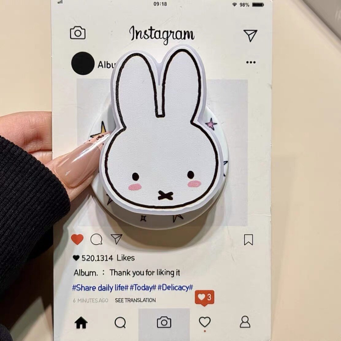 可爱白底兔子头像磁吸支架适用 MagSafe手机强力磁吸伸缩支架桌面