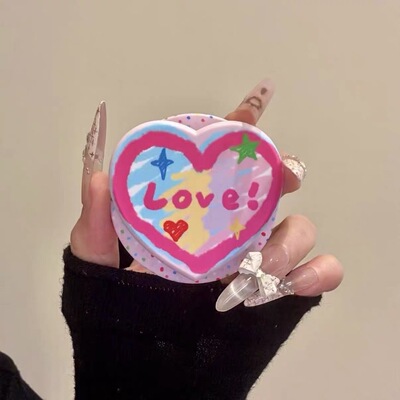 粉底波点涂鸦爱心磁吸支架适用 MagSafe手机强力磁吸伸缩支架桌面