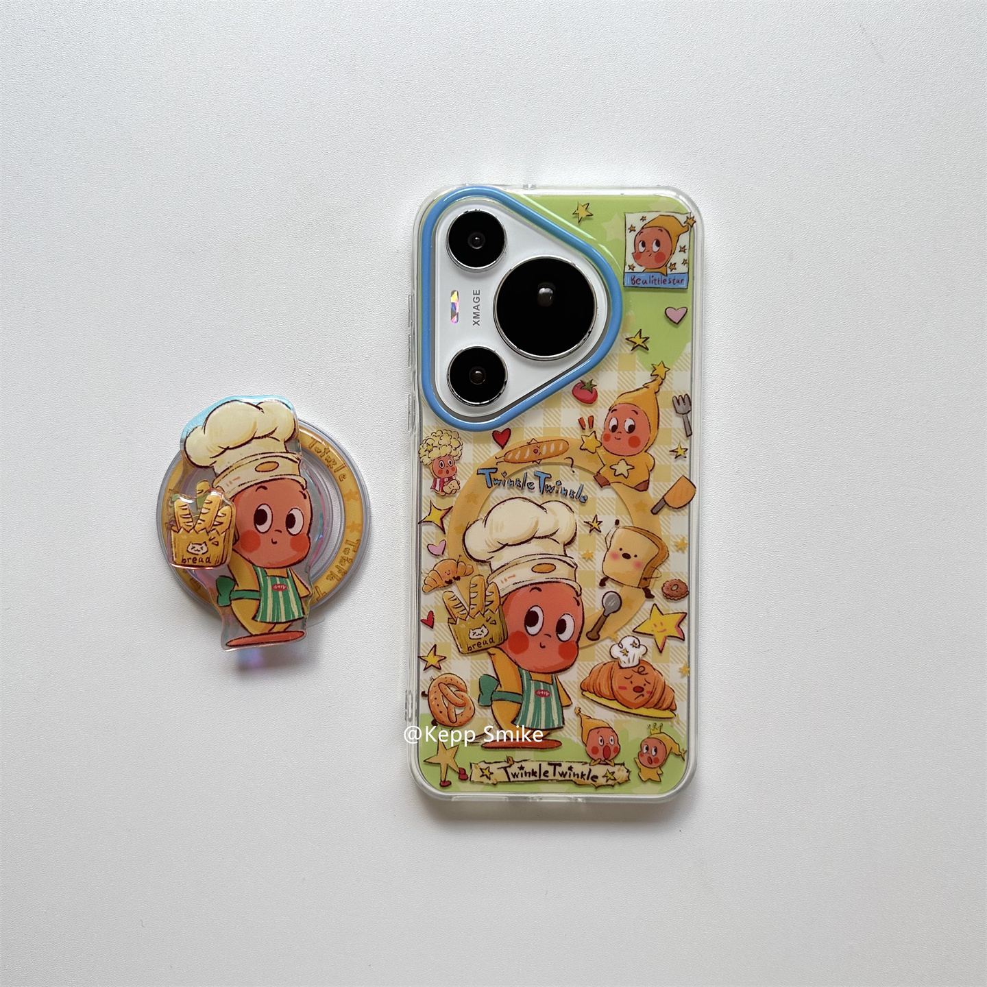 可爱卡通油画厨师面包星星公仔磁吸支架适用华为mate70pro+手机壳mate60pro双层磁吸壳pura80pro保护套m60新