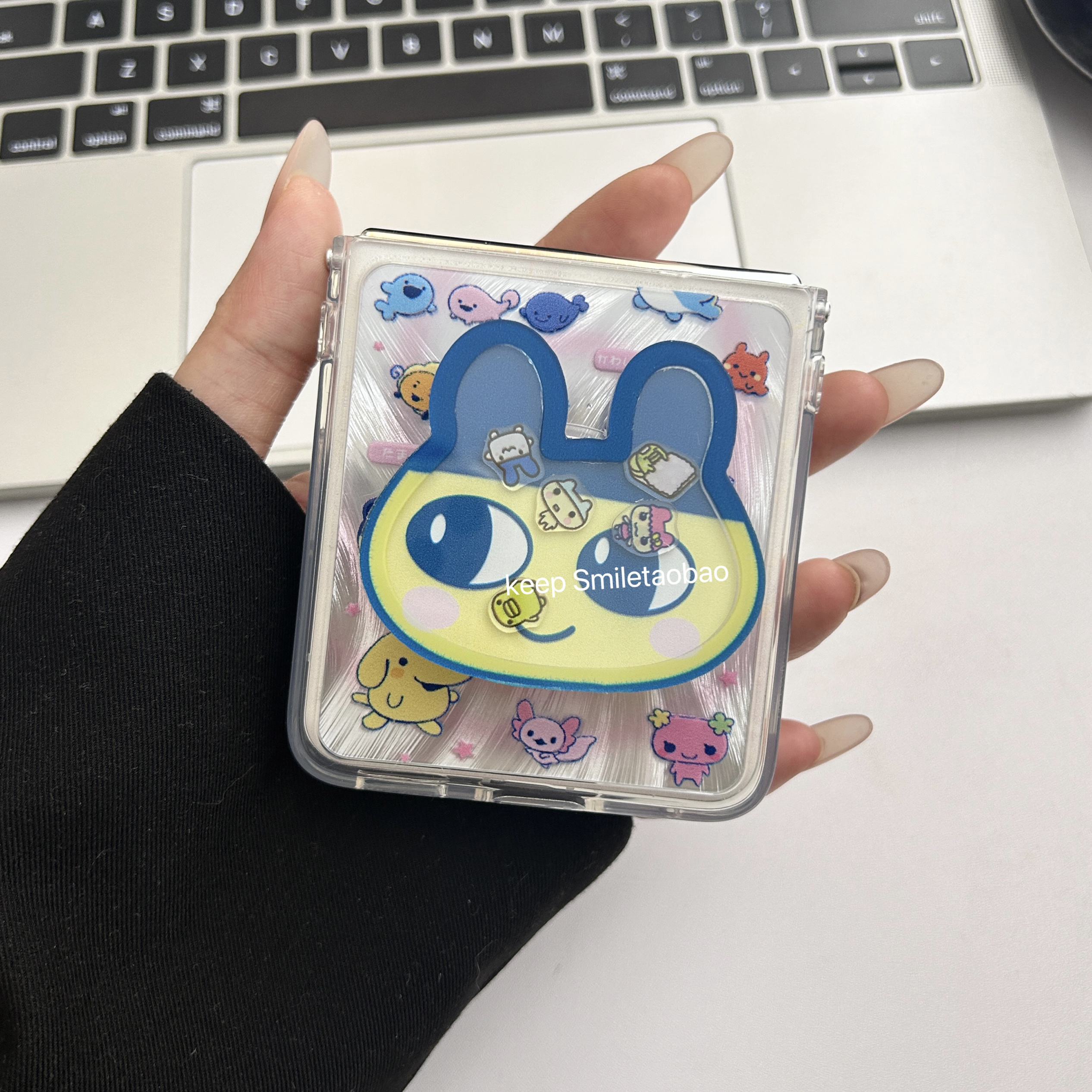 韩系可爱卡通拓麻歌子支架适用适用华为PuraX手机壳小米mixflip折叠屏pokcet2手机壳三星zflip6/5硬壳oppon3f