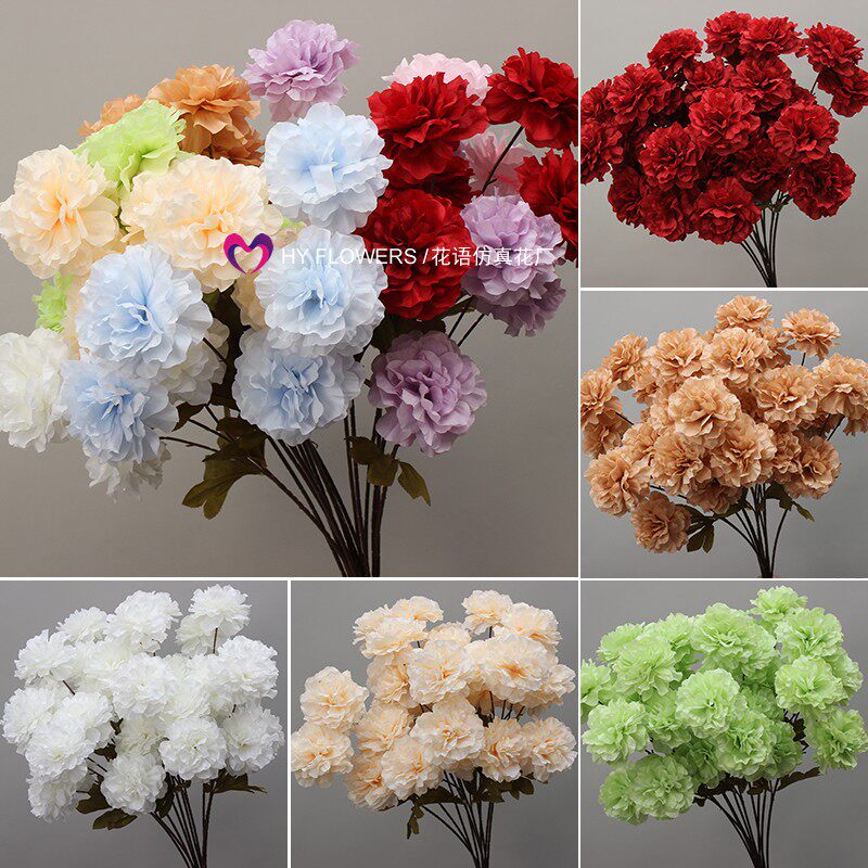 仿真花3头芍药牡丹花束家居婚礼图片