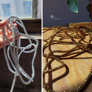 新款璀璨金银蛇绳 设计师道具装饰材料配件面料 时尚服装腰带绳布