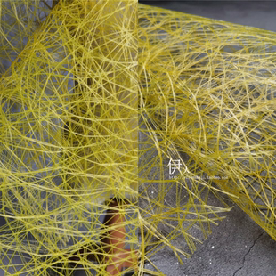 高档错乱 三宅一生连衣裙鸟巢黄色布料 进口性镂空肌理时装面料