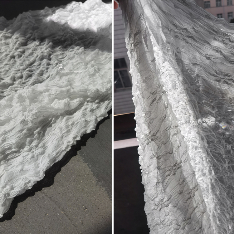 绳结交织雪纱中国风肌理布料