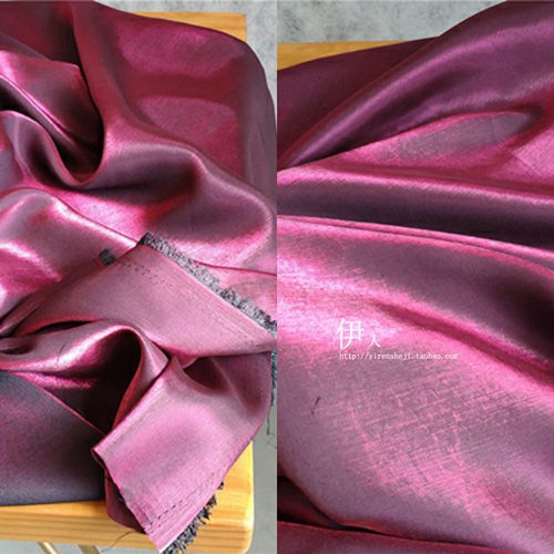 绸缎 炫彩红霜水晶服装面料布 舞台绛紫抖音网红背景创意设计布料