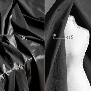 高档防钻绒防水哑光亮光漆黑涂层羽绒服面料薄风雨衣夹克棉服布料