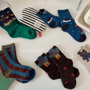 冬季 5双装 儿童韩系加厚毛圈袜子宝宝保暖棉袜男童袜子学生袜 包邮